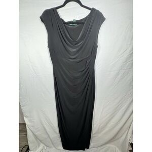Lauren Ralph Lauren sleeveless cowl neck ruched Maxi dress Sz 12